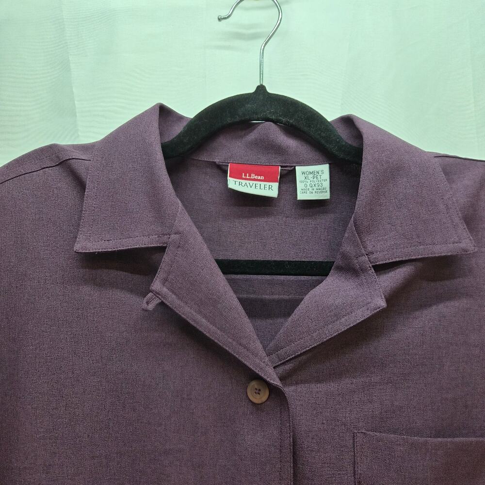 L.L. Bean Traveler Plum Purple Shirt Dress Women's XL Petite Lagenlook Comfort - Picture 3 of 8